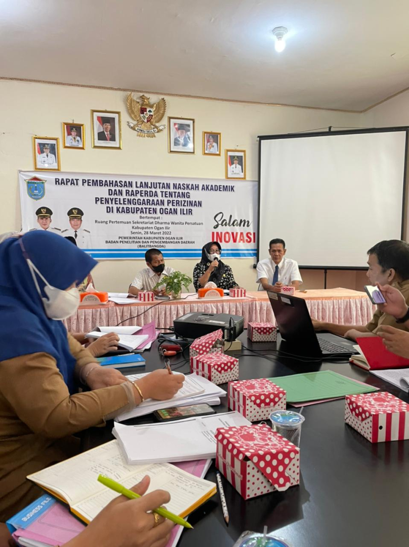 Rapat Pembahasan Lanjutan Naskah Akademik dan Raperda Tentang Penyelenggaraan Perizinan Di Kabupaten Ogan Ilir